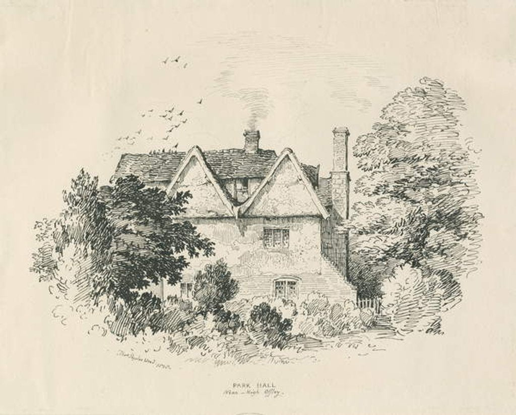 Detail of High Offley - Park Hall: pen and ink drawing, 1838 by Thomas Peploe Wood