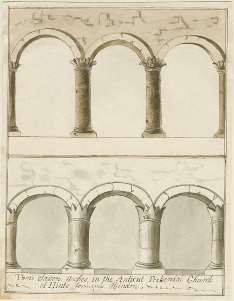 Detail of Interior of Hints Church: pen and wash drawing, nd [c 1750] by School English