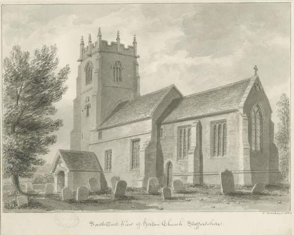 Horton Church: sepia drawing, 1844 by John Buckler