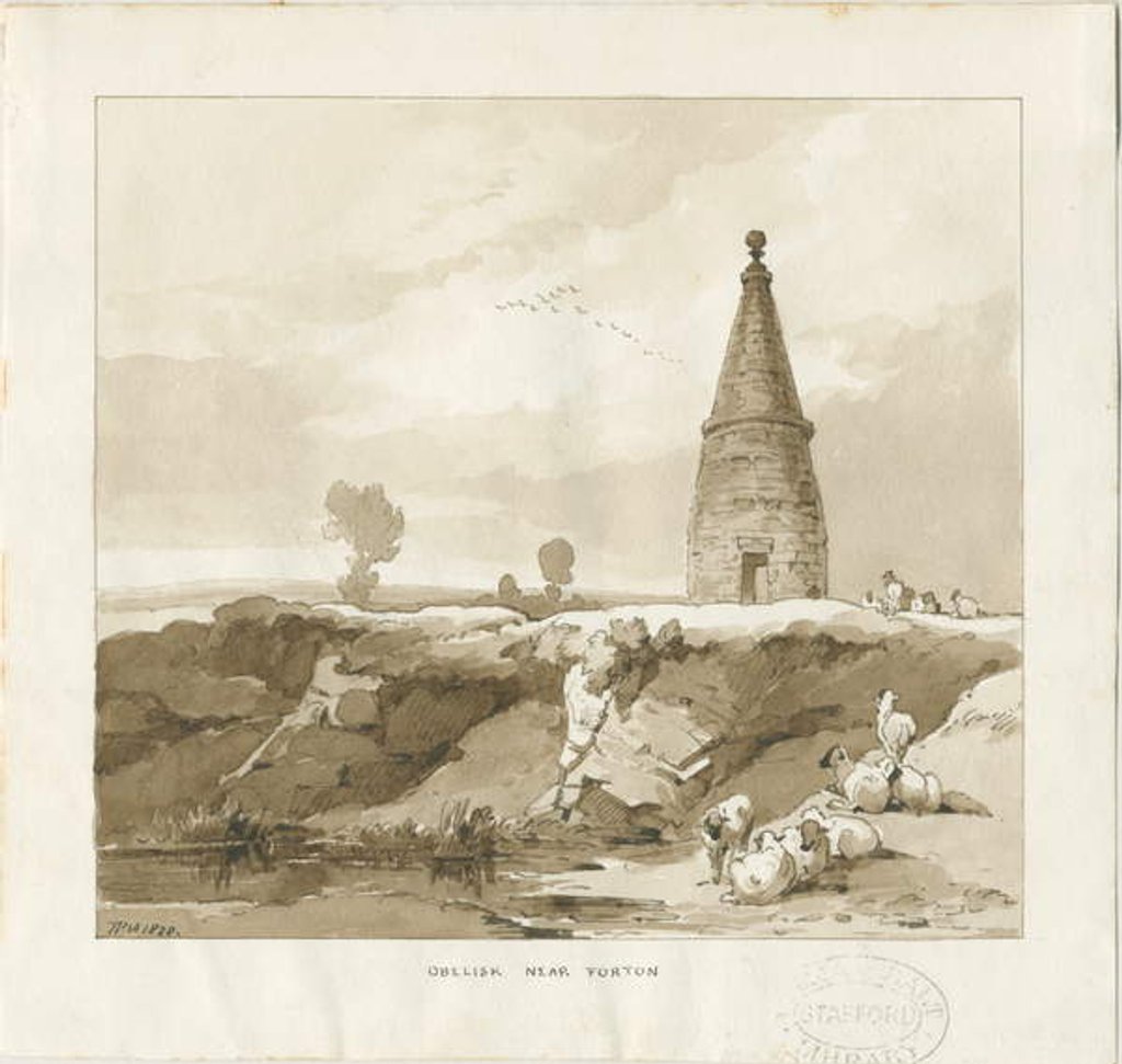 Detail of Forton - Obelisk: wash drawing, 1838 by Thomas Peploe Wood