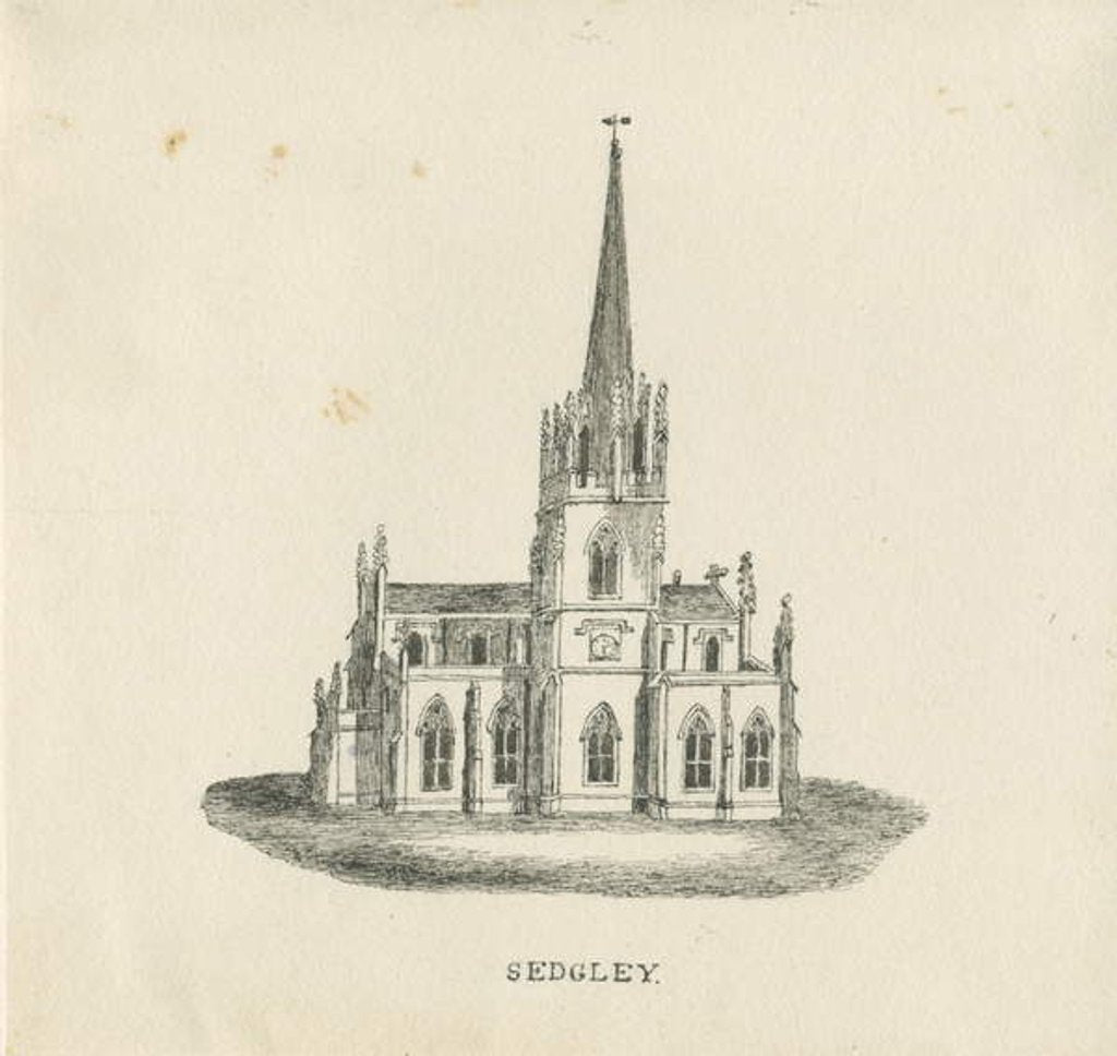 Detail of Sedgley Church: pen drawing, nd [c1820-1825] by School English