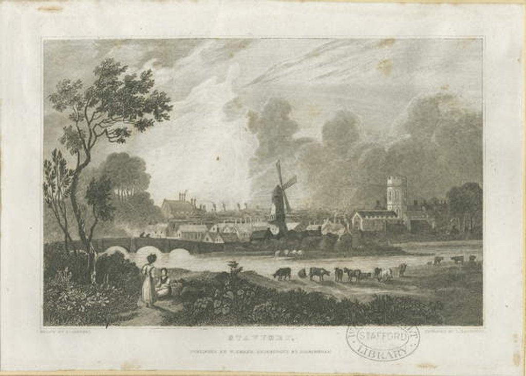 Detail of Stafford - South West View: engraving by Frederick Calvert