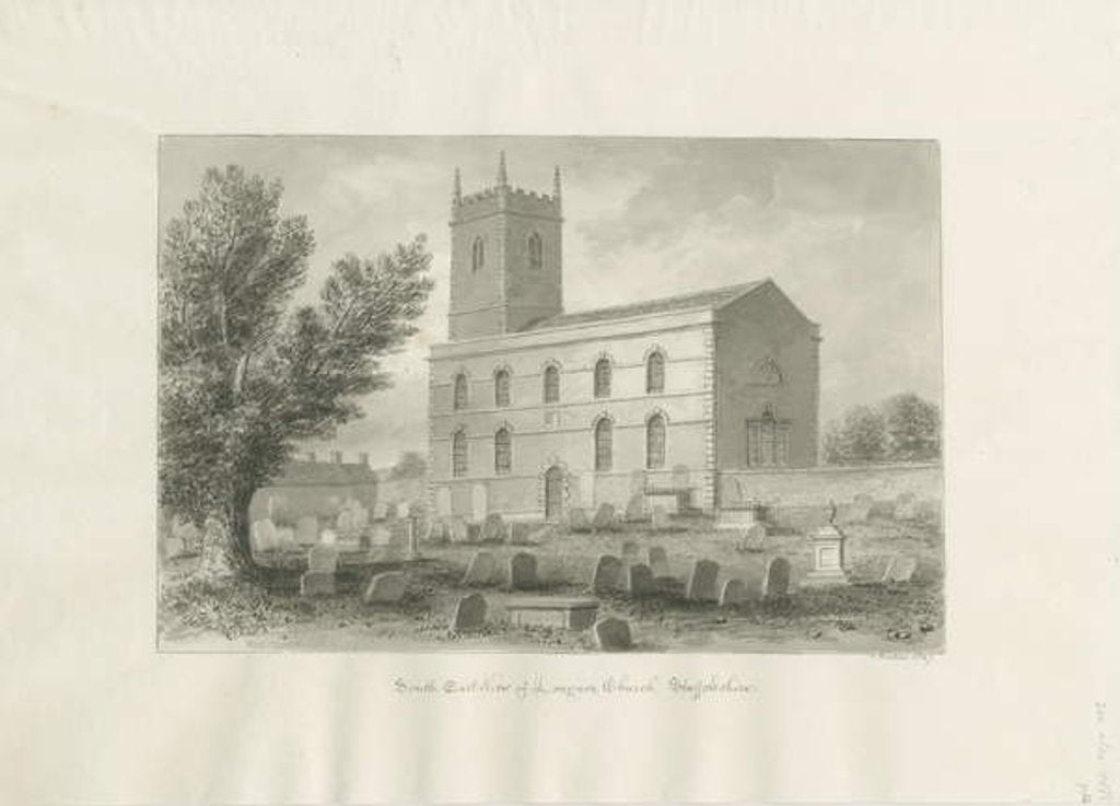 Detail of Longnor Church - 'St. Giles' [St Batholomew's] by John Buckler