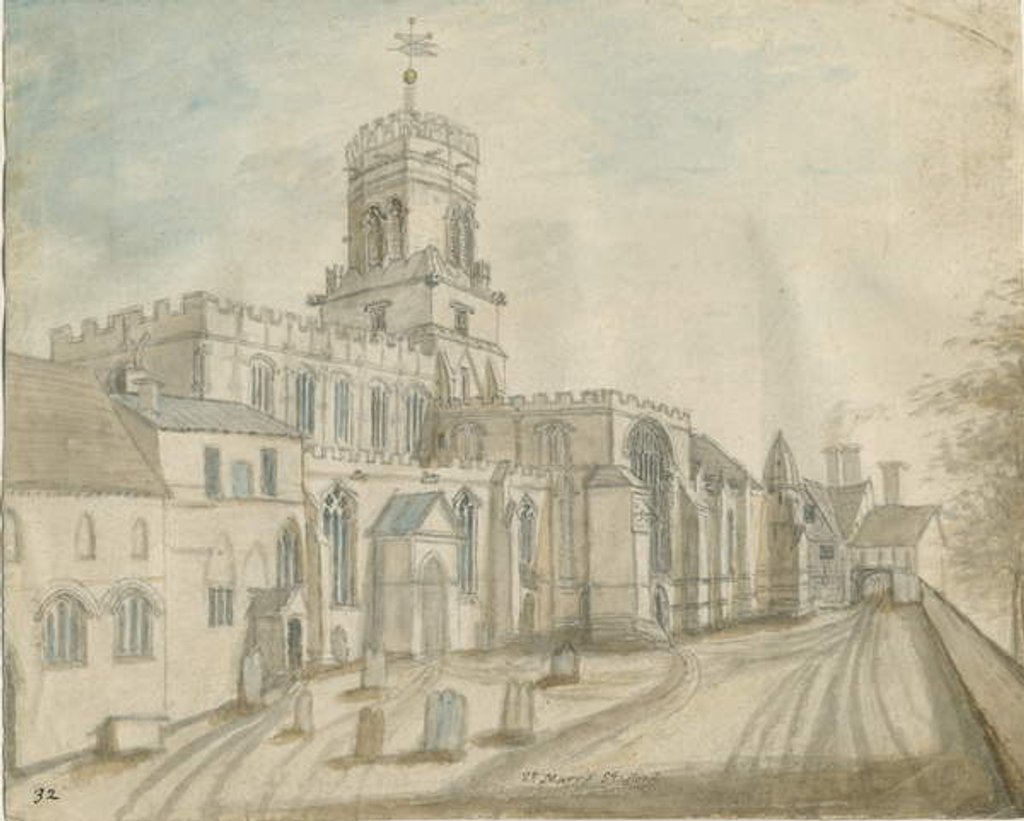 Detail of Stafford - St. Mary's Church: water colour painting by Stebbing Shaw