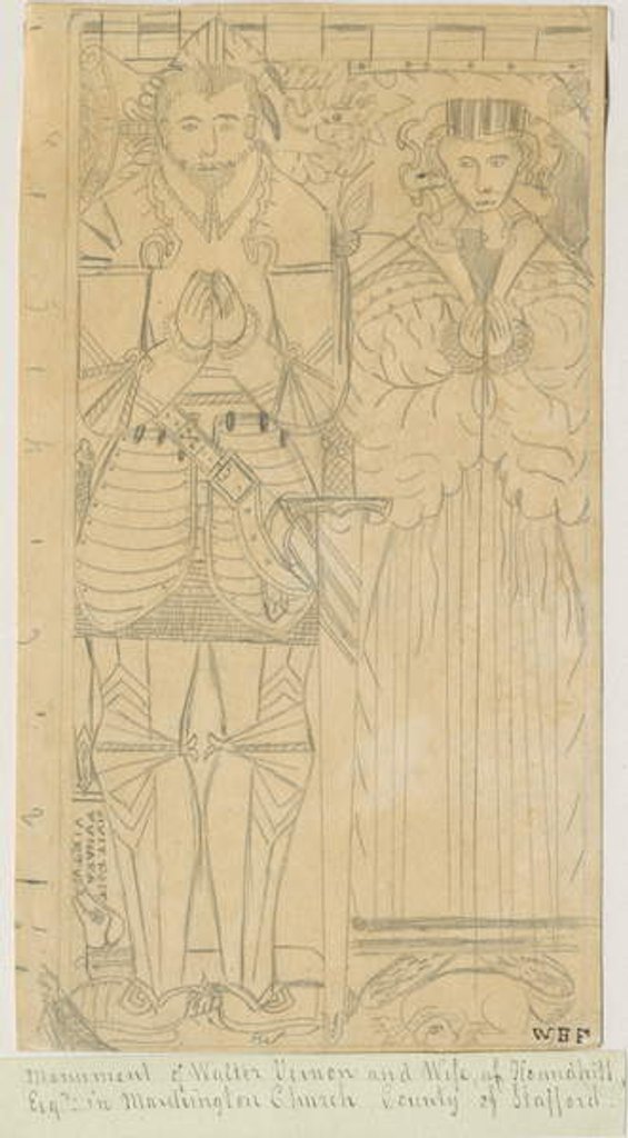 Detail of Marchington Church - Monument of Walter Vernon by School English