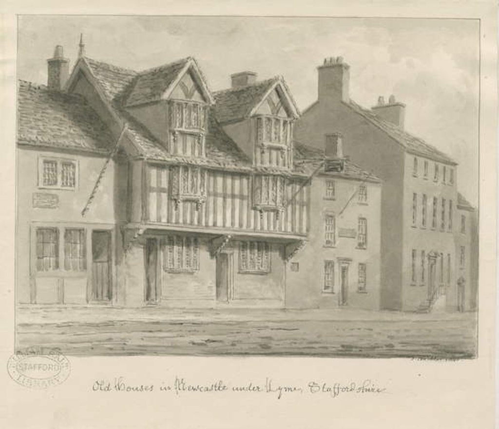 Detail of Newcastle-under-Lyme - Old Houses by John Buckler