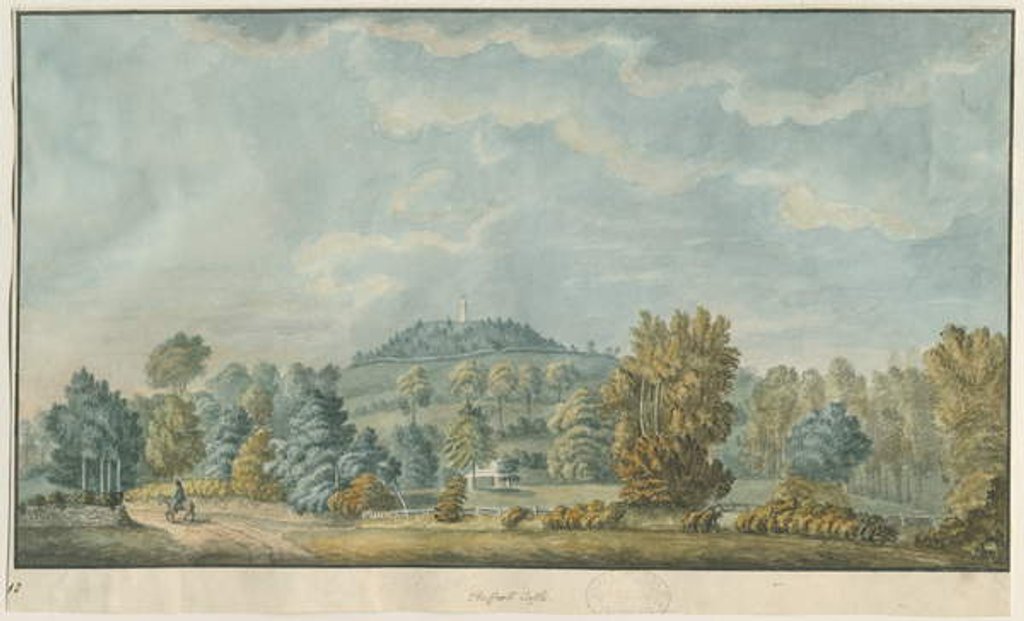 Detail of Castle Church - Castle Hill: water colour painting by School English