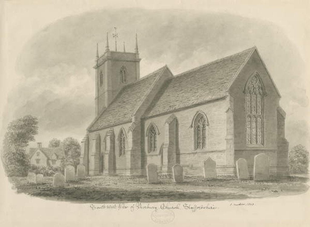 Detail of Norbury Church by John Buckler