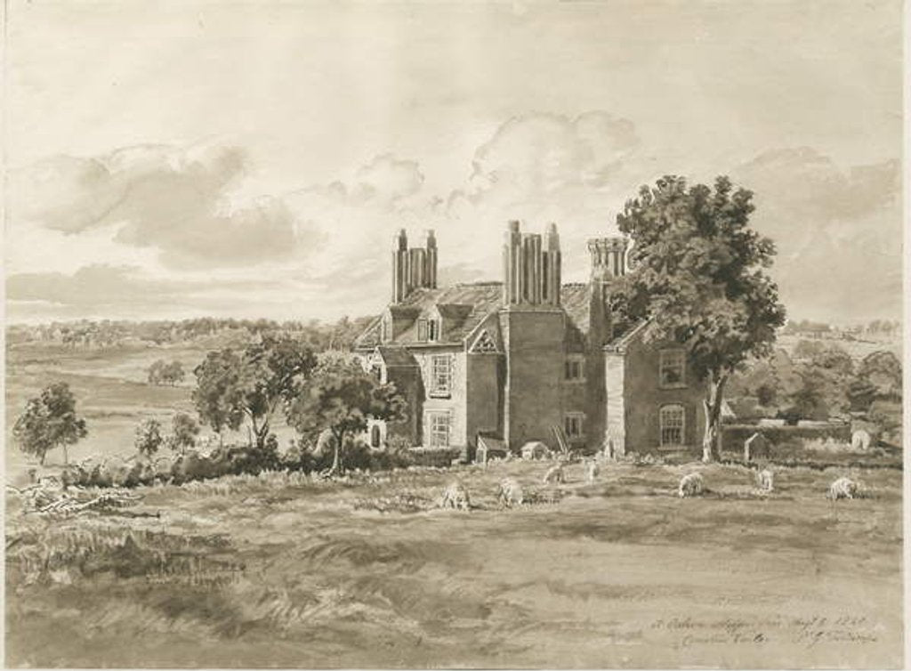 Detail of Oaken - Farm House by Cornelius Varley