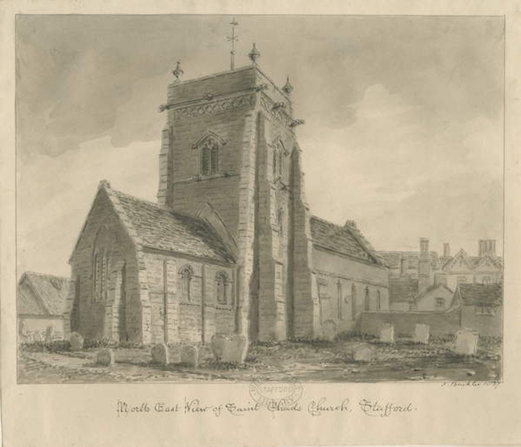 Detail of Stafford - St. Chad's Church, 1837 by John Buckler