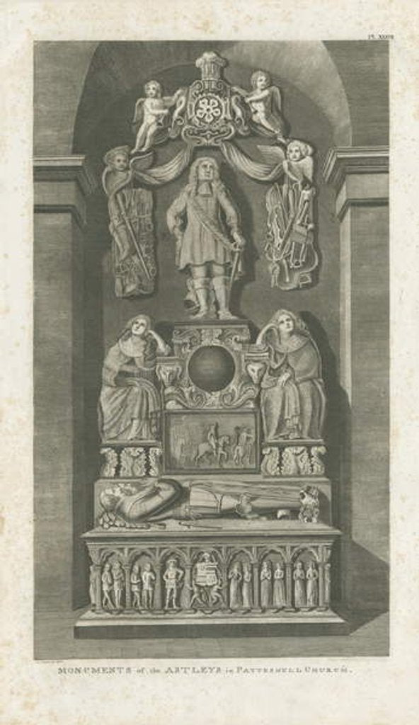 Detail of Interior of Patshull Church - Astley's tombs by T Carter