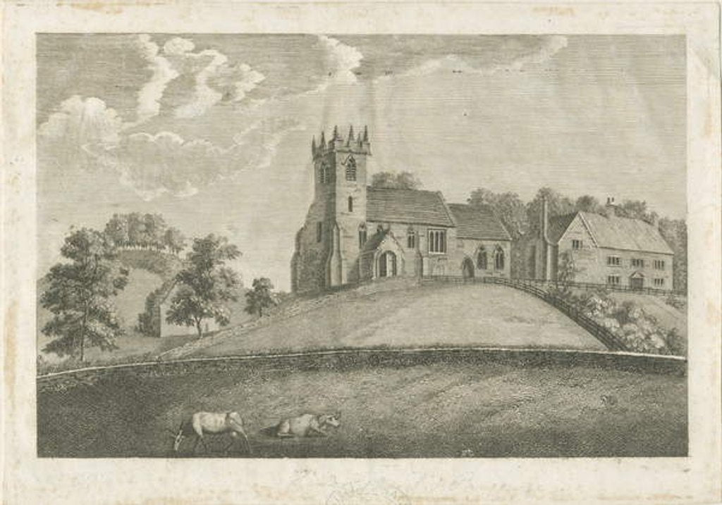 Detail of Sandon Church and Parsonage: engraving, nd [1797] by Stebbing Shaw