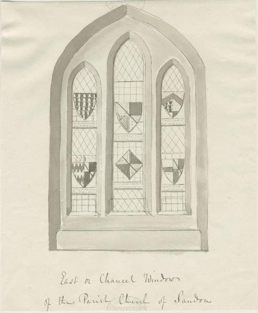 Detail of Sandon Church - East window of Chancel by School English