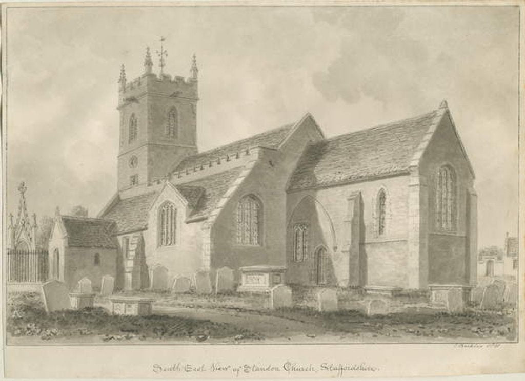 Detail of Standon Church, 1841 by John Buckler
