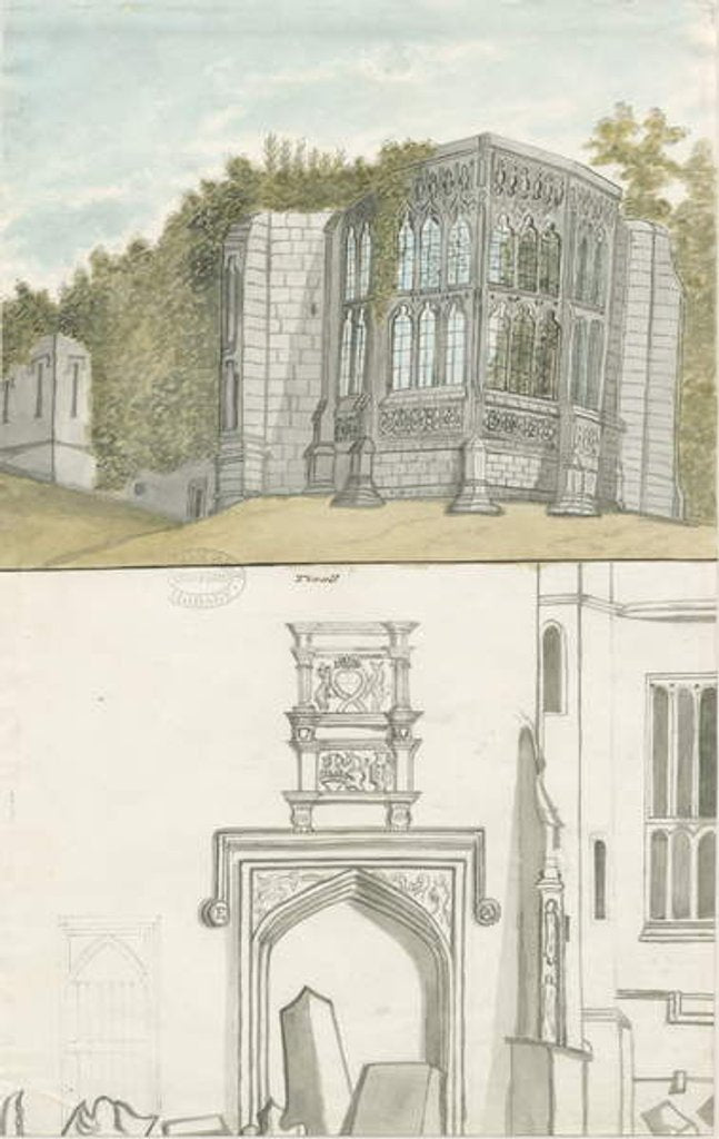 Detail of Tixall - Gothic Window and Heraldic Antiquities by Stebbing Shaw