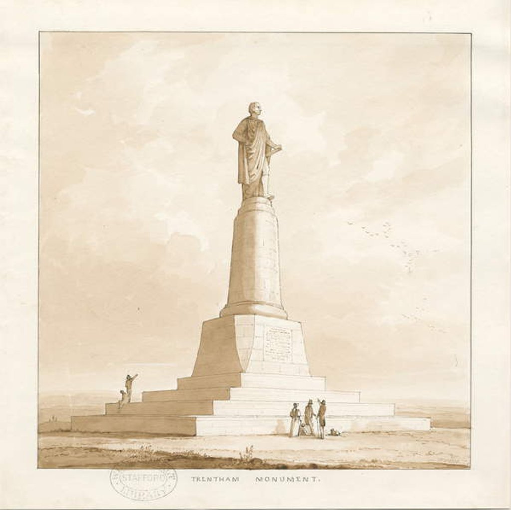 Detail of Trentham - Monument to Duke of Sutherland: pen and wash drawing, 1838 by Thomas Peploe Wood