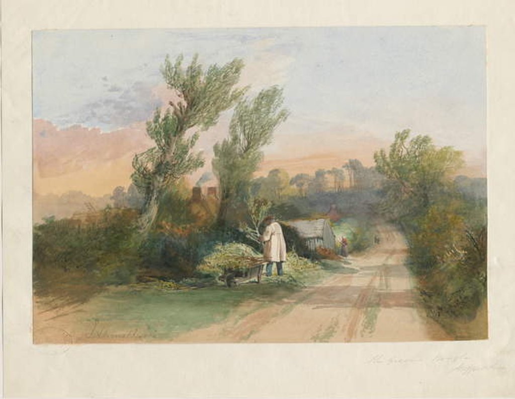 Detail of Trentham - 'The Green Bough': water colour painting by School English