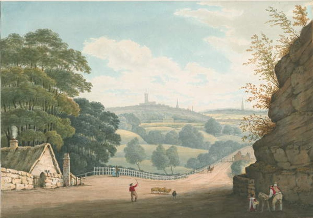 Detail of Wolverhampton - Distant view from Tettenhall: water colour painting, 1837 by Robert Noyes