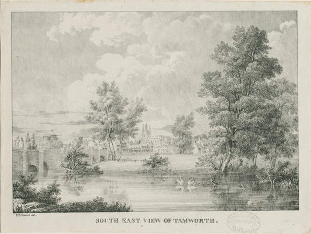 Detail of Tamworth - Distant View from South by Etienne Bruno Hamel