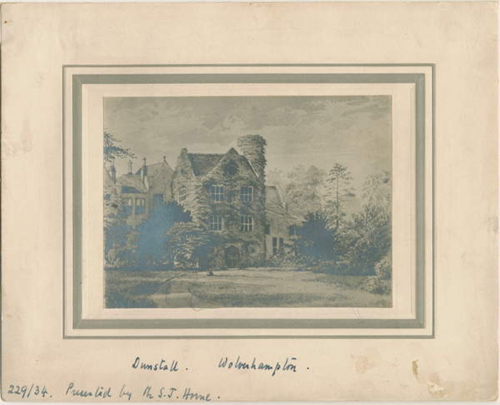 Detail of Wolverhampton - Dunstall Hall: photograph of a water colour painting by School English