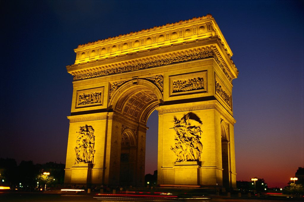 Detail of Arc de Triomphe de l'Etoile Illuminated at Night by Anonymous
