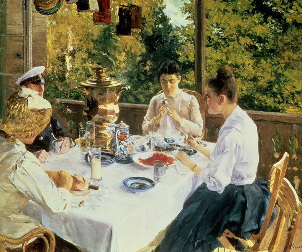 Detail of At the Tea-Table, 1888 by Konstantin Alekseevich Korovin