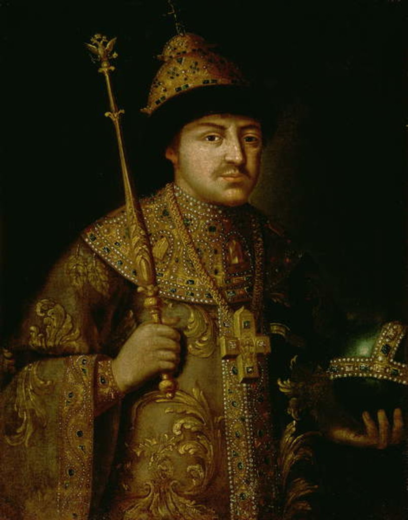 Detail of Portrait of Tsar Fyodor III Alexeevich by Russian School