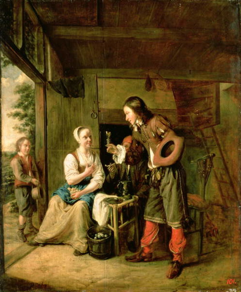 Detail of Warrior and Servant, 1653 by Pieter de Hooch
