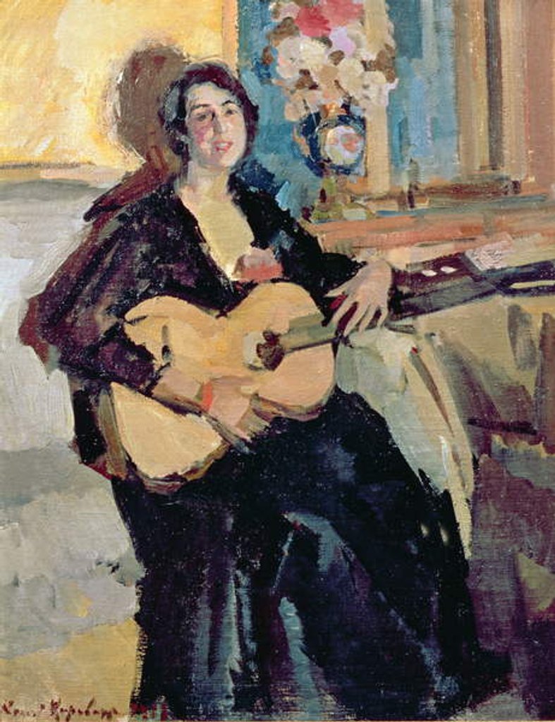 Detail of Lady with a Guitar, 1911 by Konstantin Alekseevich Korovin