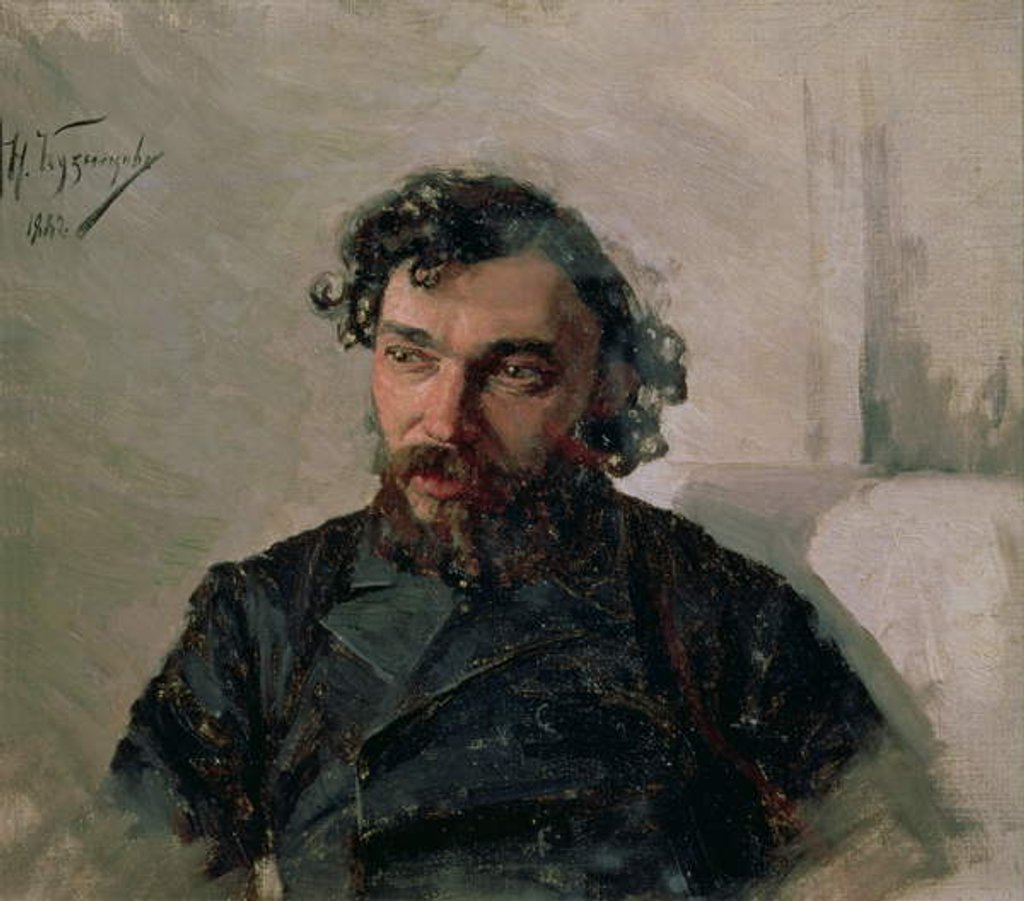 Detail of Portrait of Ivan Pochitonov, 1882 by Nikolai Dmitrievich Kuznetsov