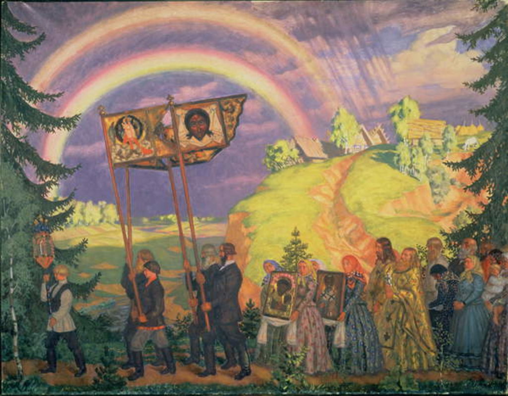 Detail of Easter Procession, 1915 by Boris Mikhailovich Kustodiev