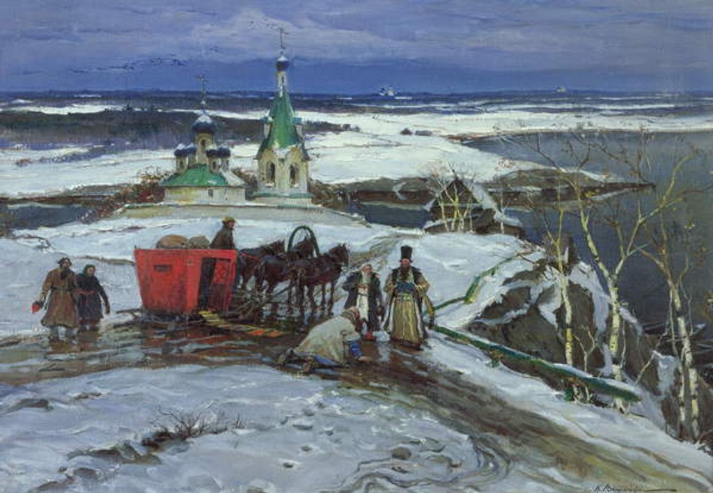 Detail of The Closed Sleigh by Constantin Alexandrovich Westchiloff