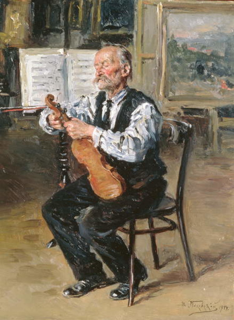 Detail of A Violin Maker, 1914 by Vladimir Egorovic Makovsky