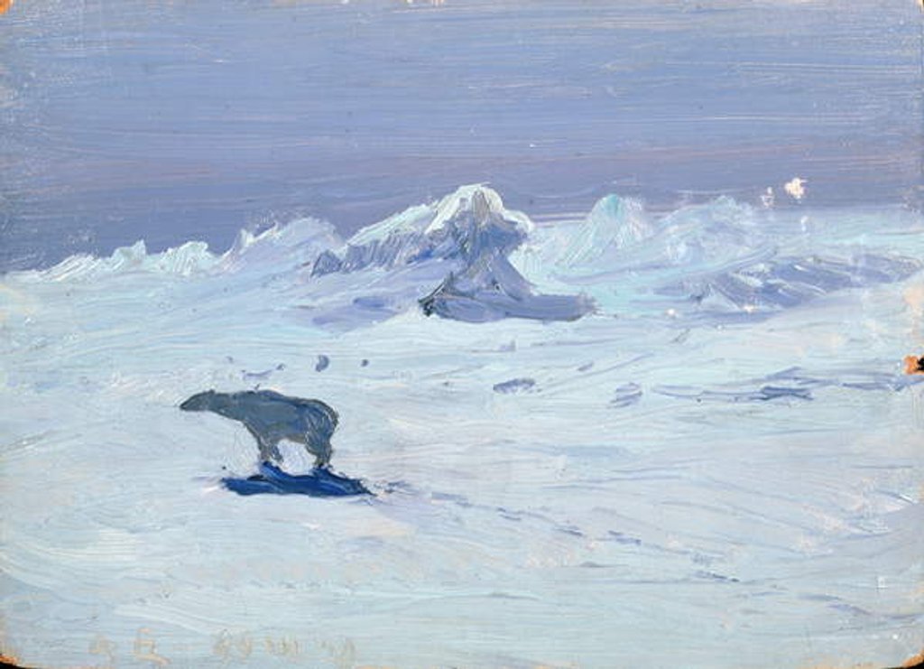 Detail of A Polar Bear Hunting in Moonlit Night, 1899 by Aleksandr Alekseevich Borisov
