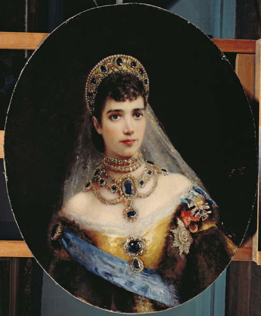 Detail of Portrait of Empress Maria Fyodorovna Dagmar of Denmark by Konstantin Egorovich Makovsky