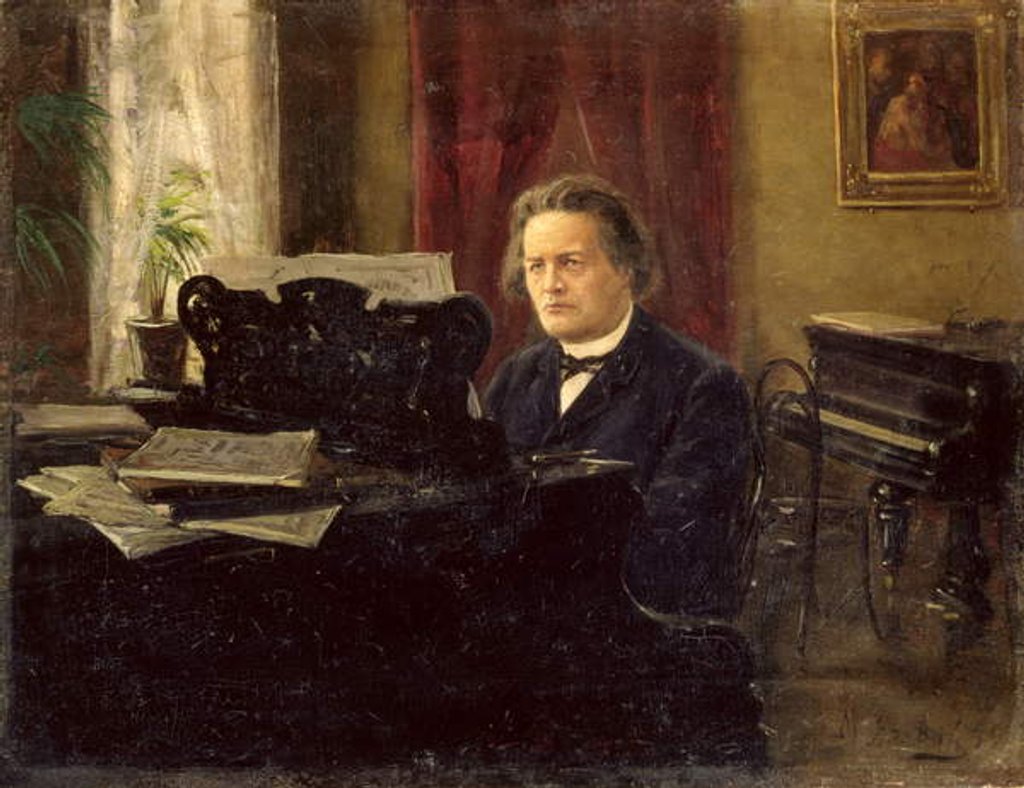 Detail of Portrait of Composer Anton Rubinstein by Michail Michailovich Yarowoy