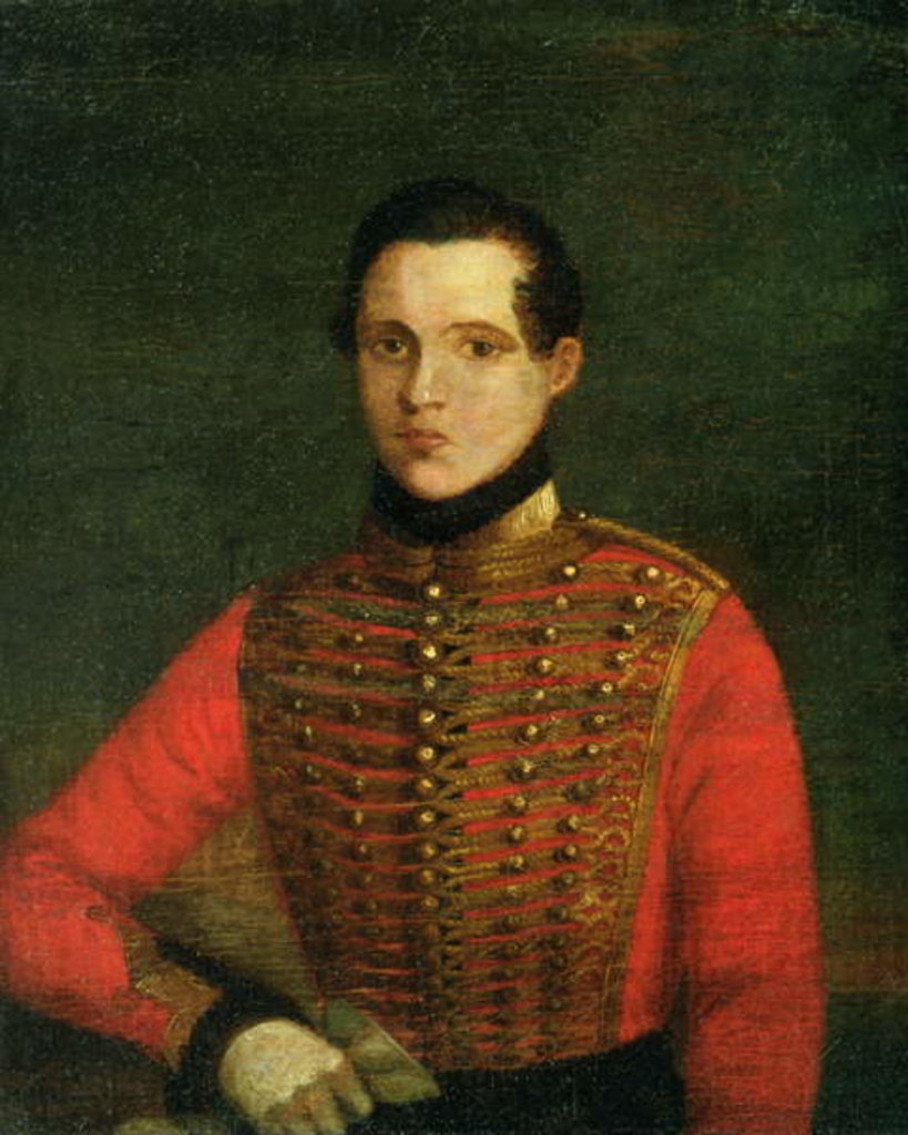 Detail of Portrait of the Poet Michail Lermontov, 1830s by A. Chelyshev