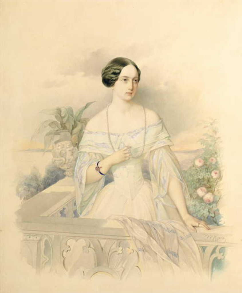 Detail of Portrait of Grand Duchess Olga Nikolaevna, 1846 by Vladimir Ivanovich Hau