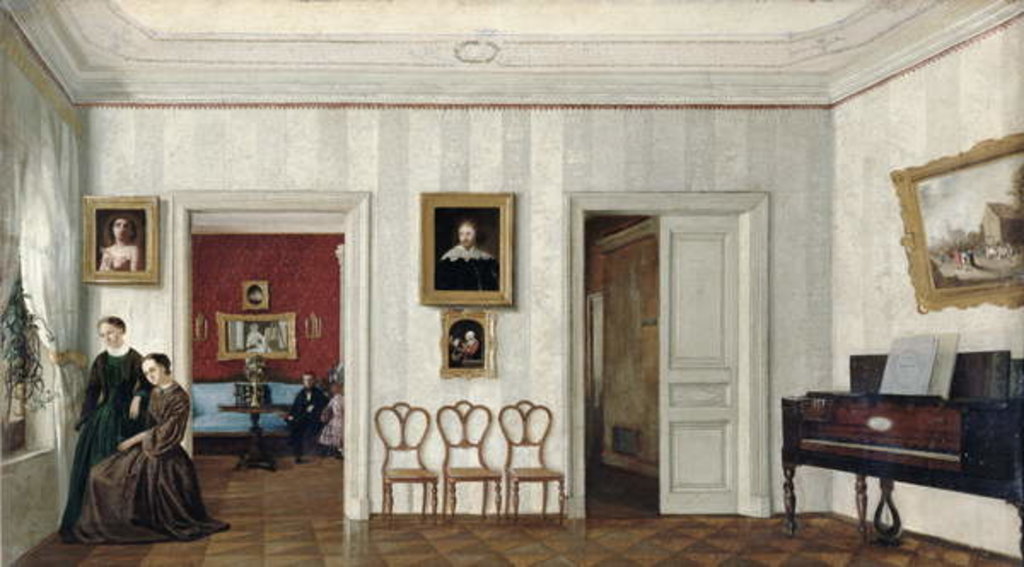 Detail of The small hall with the piano by Russian School