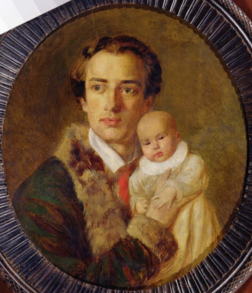 Detail of Portrait of Alexander Herzen with his son, 1840 by Alexander Lavrentievich Vitberg