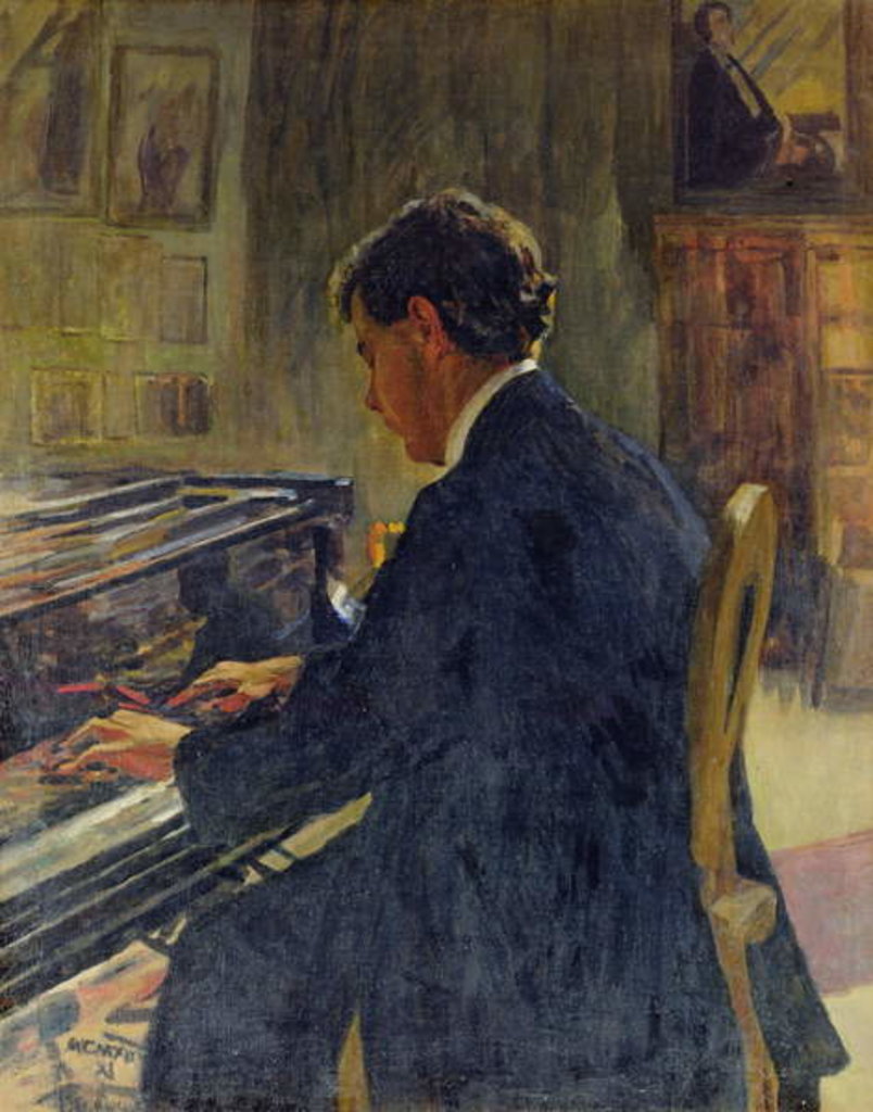 Detail of Portrait of Joseph Hofman, 1912 by Jan Franzevich Cioglinsky