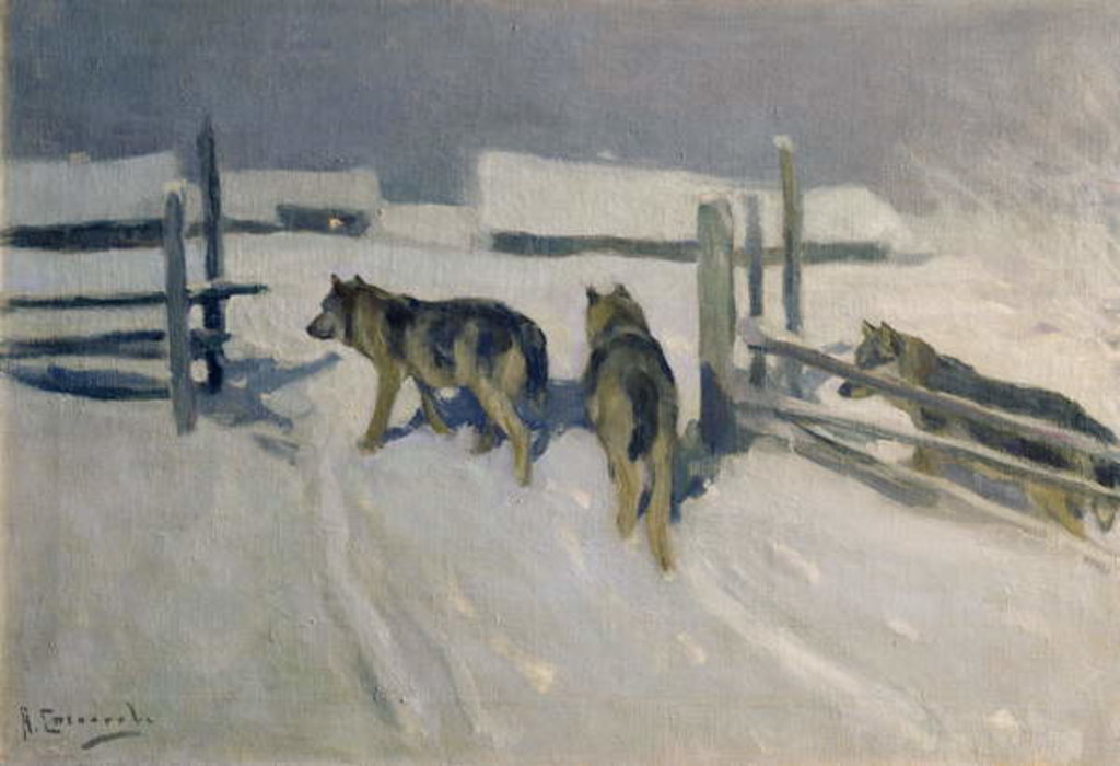 Detail of Wolfs, Winter Night, c.1910 by Alexei Steipanovitch Stepanov