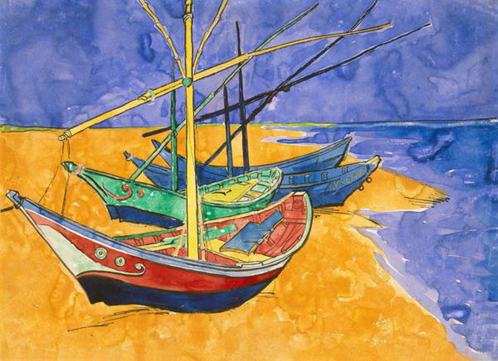 Detail of Fishing Boats on the Beach at Saintes-Maries-de-la-Mer by Vincent van Gogh