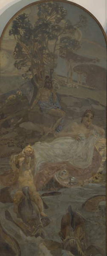 Detail of Venus, Amor and Paris, centre panel of The Judgment of Paris triptych, 1893 by Mikhail Aleksandrovich Vrubel