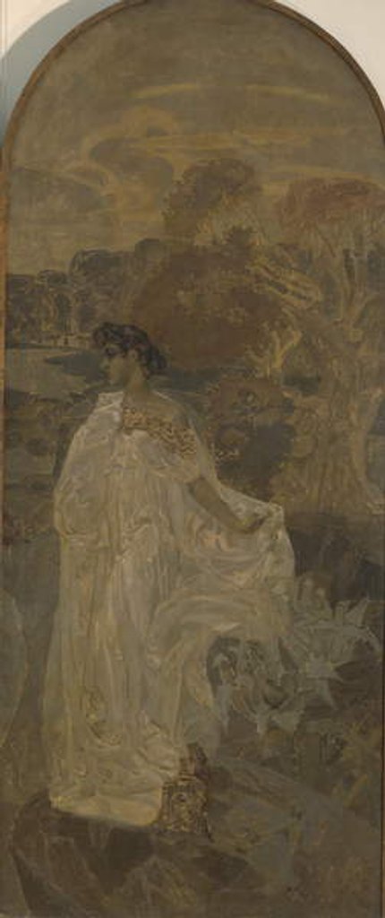 Detail of Minerva, right panel of The Judgment of Paris triptych, 1893 by Mikhail Aleksandrovich Vrubel