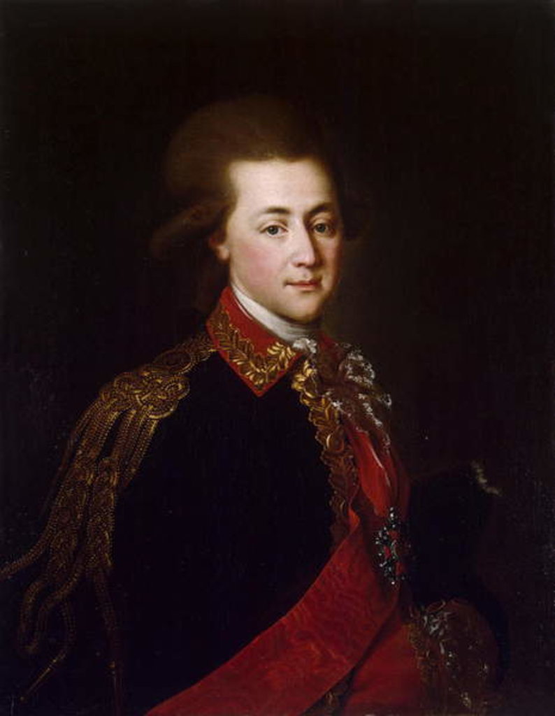 Detail of Portrait of the palace-aide-de-camp Alexander Lanskoy, 1784 by School Russian