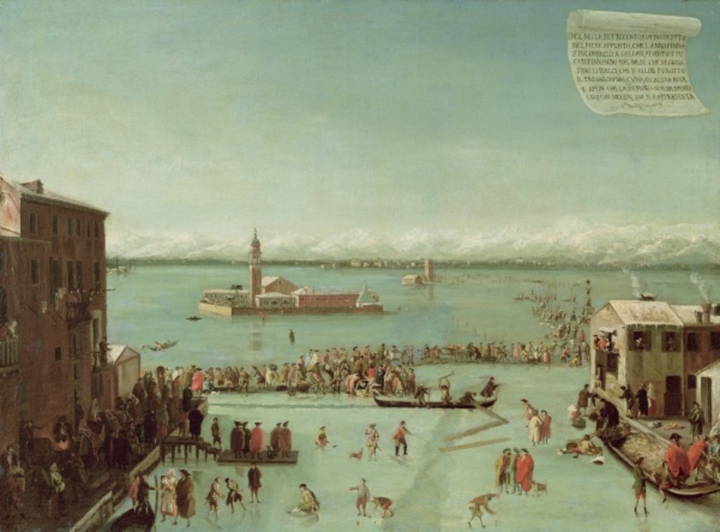 Detail of The Frozen Lagoon by Francesco (school of) Battaglioli