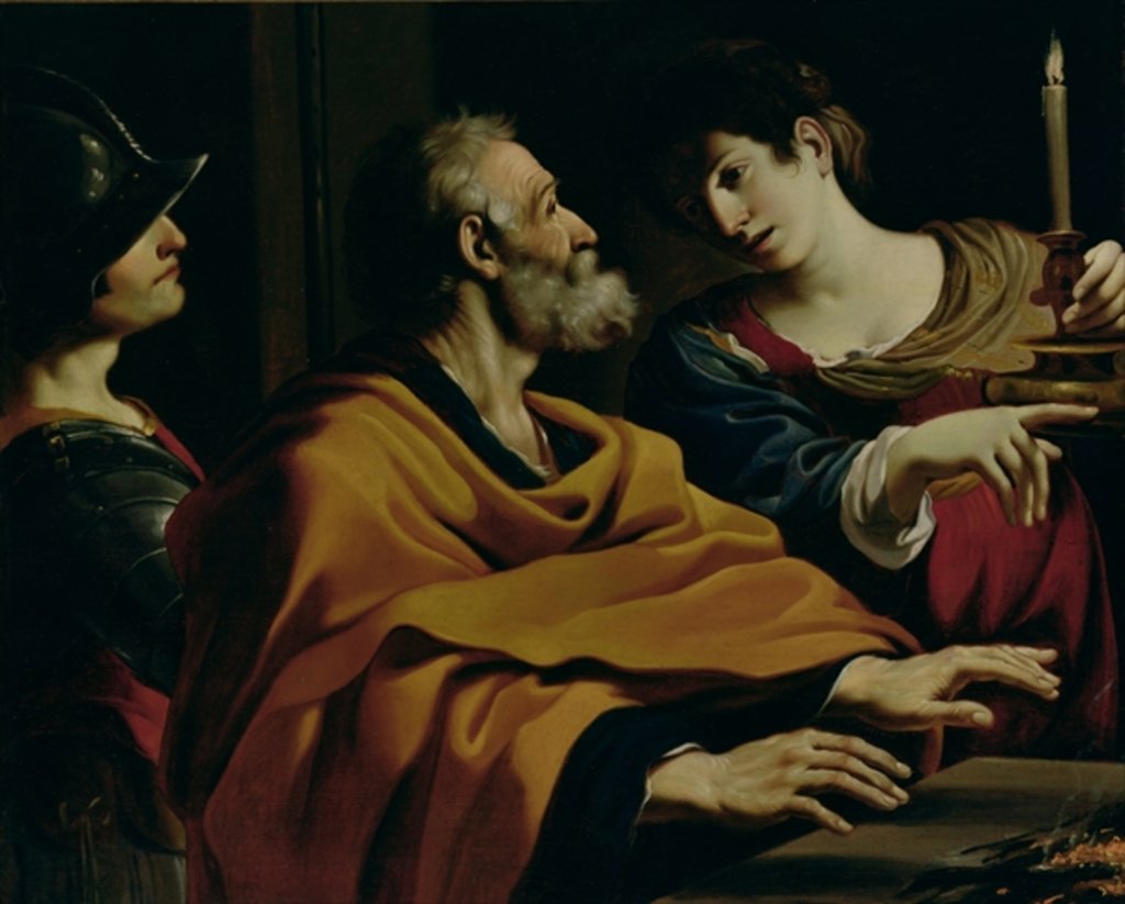 Detail of The Denial of St. Peter by Guercino (att. to)