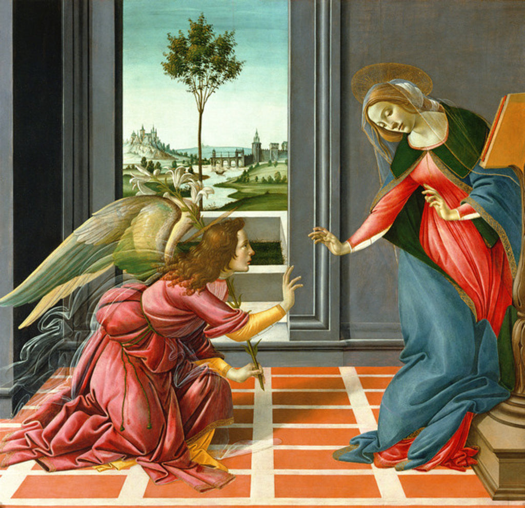 Detail of Annunciation by Sandro Botticelli