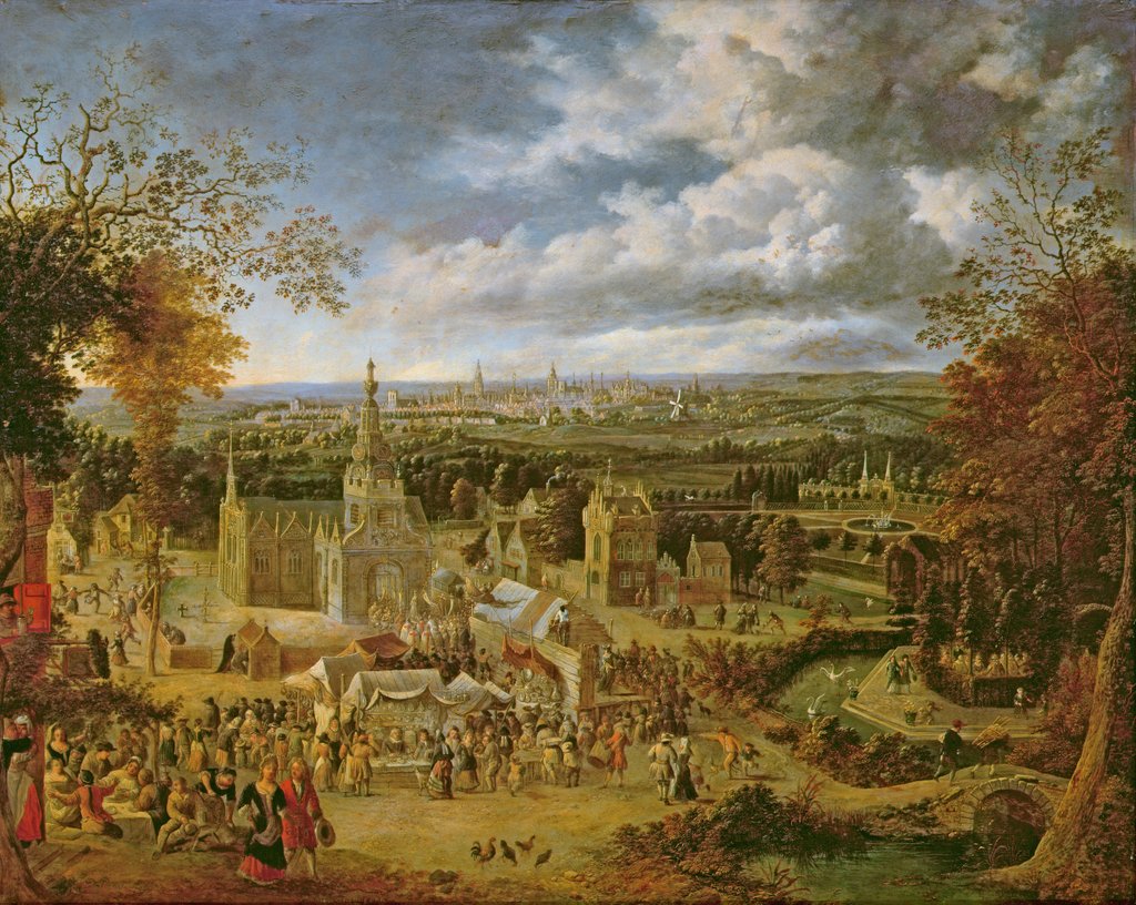 Detail of A Fete and View of a City by Jan Griffier